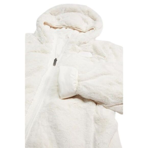 The North Face Reversible Mossbud Jacket Girls Small White Hooded Parka APP2030 - Picture 2 of 12